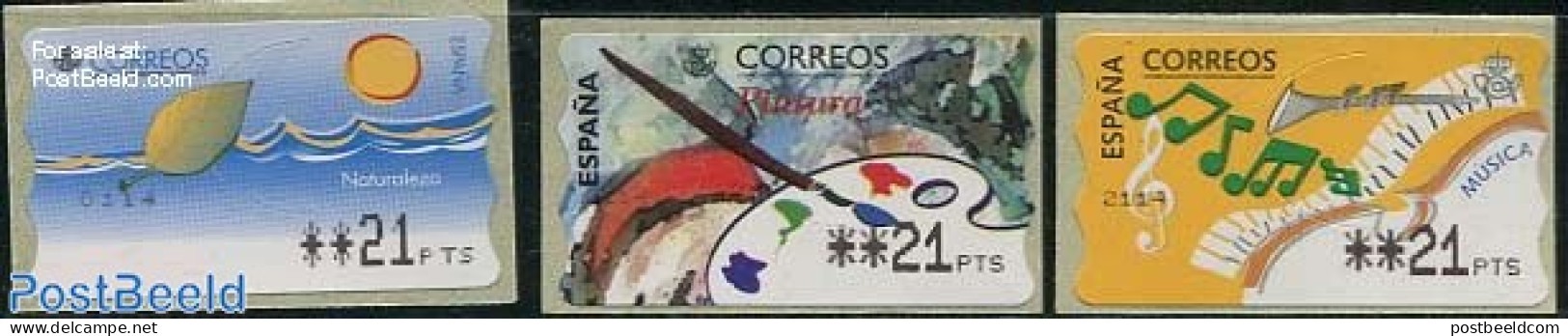 Spain 1997 Automat Stamps, 3v (face Value May Vary), Mint NH, Performance Art - Music - Automat Stamps - Neufs