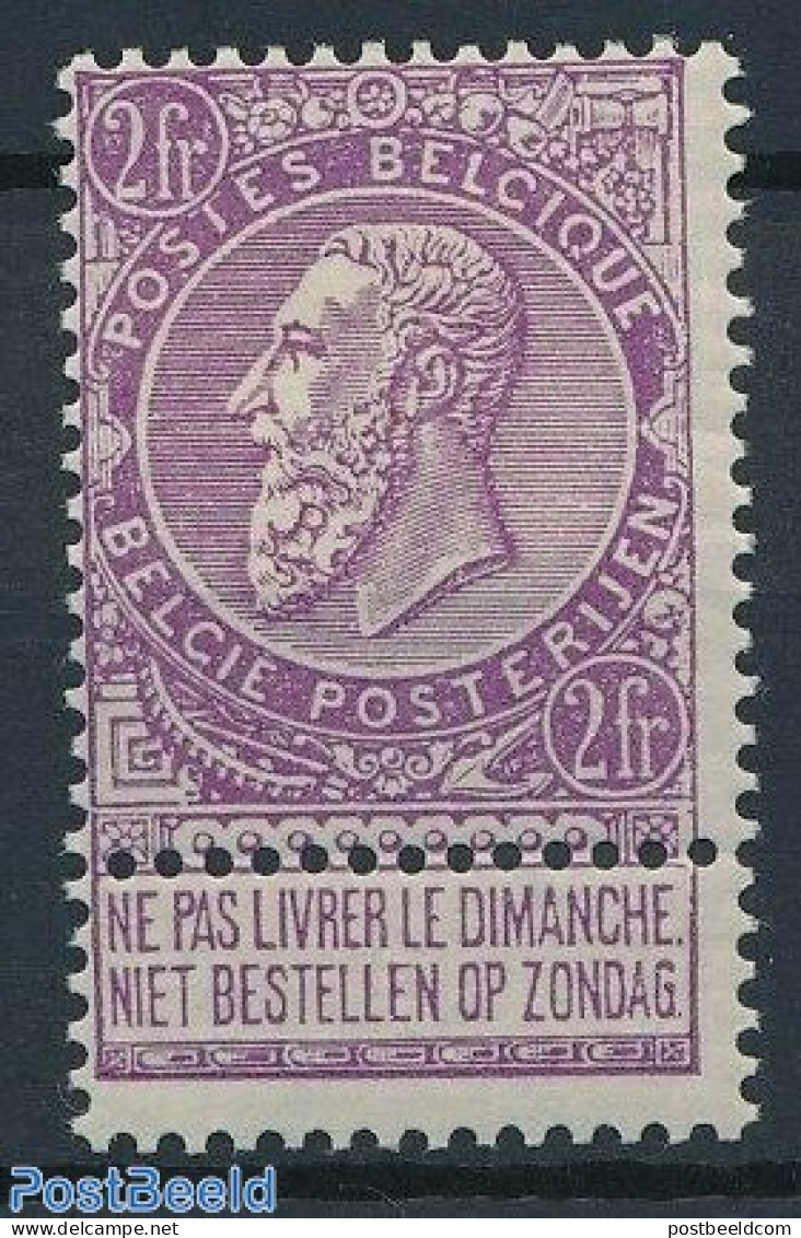 Belgium 1897 2Fr, Stamp Out Of Set, Unused (hinged) - Nuevos