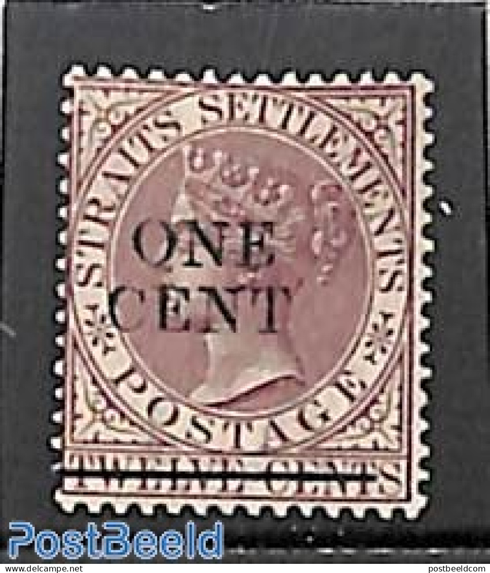 Malaysia 1892 Straits Settlements, 1c On 12c, Stamp Out Of Set, Unused (hinged) - Sonstige & Ohne Zuordnung