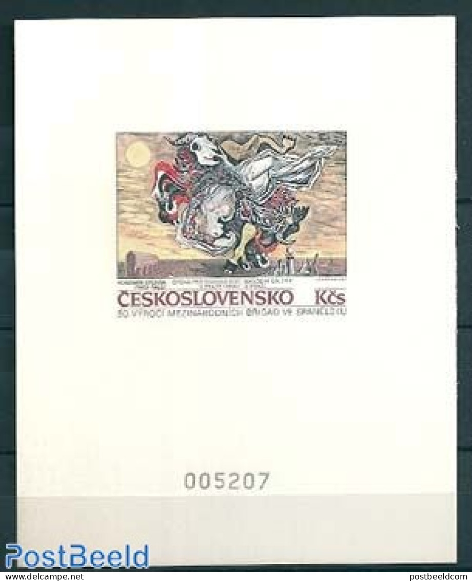 Czechoslovkia 1986 International Brigade Spain, Special Sheet, Mint NH, Art - Modern Art (1850-present) - Other & Unclassified