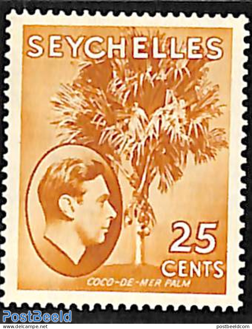 Seychelles 1938 25c, Stamp Out Of Set, Unused (hinged), Nature - Trees & Forests - Rotary, Lions Club