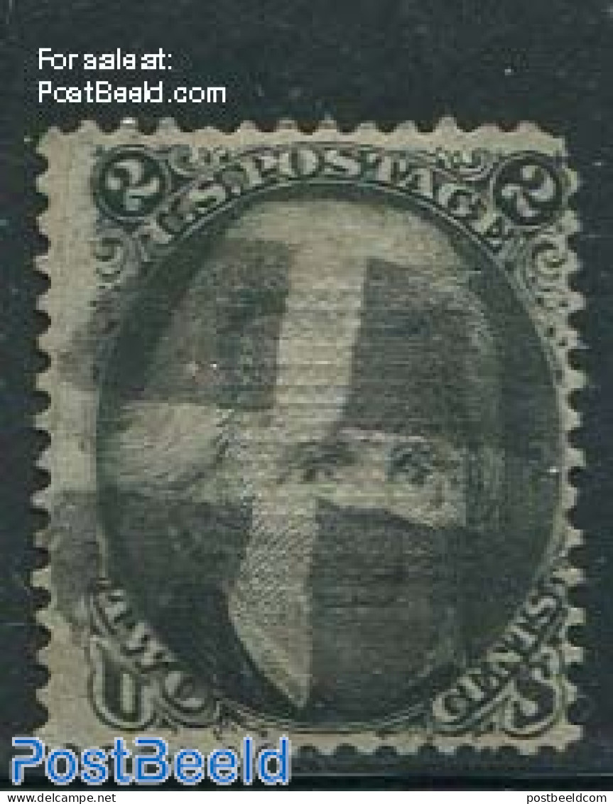 United States Of America 1867 2c Black, Used, Grill 11x14mm, Used, Used Stamps - Gebraucht