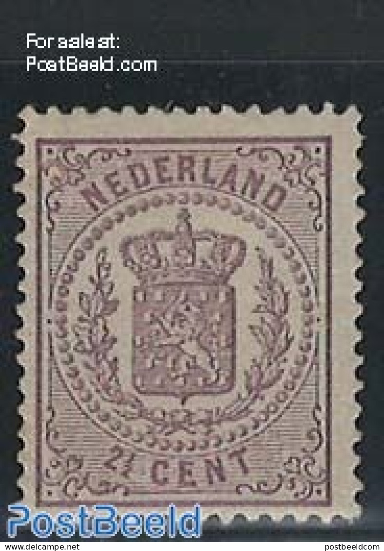 Netherlands 1869 2.5c, Perf. 13.25 Large Holes, Minor Short Perf. At Bottom, Cert. (Moeijes), Unused (hinged) - Unused Stamps