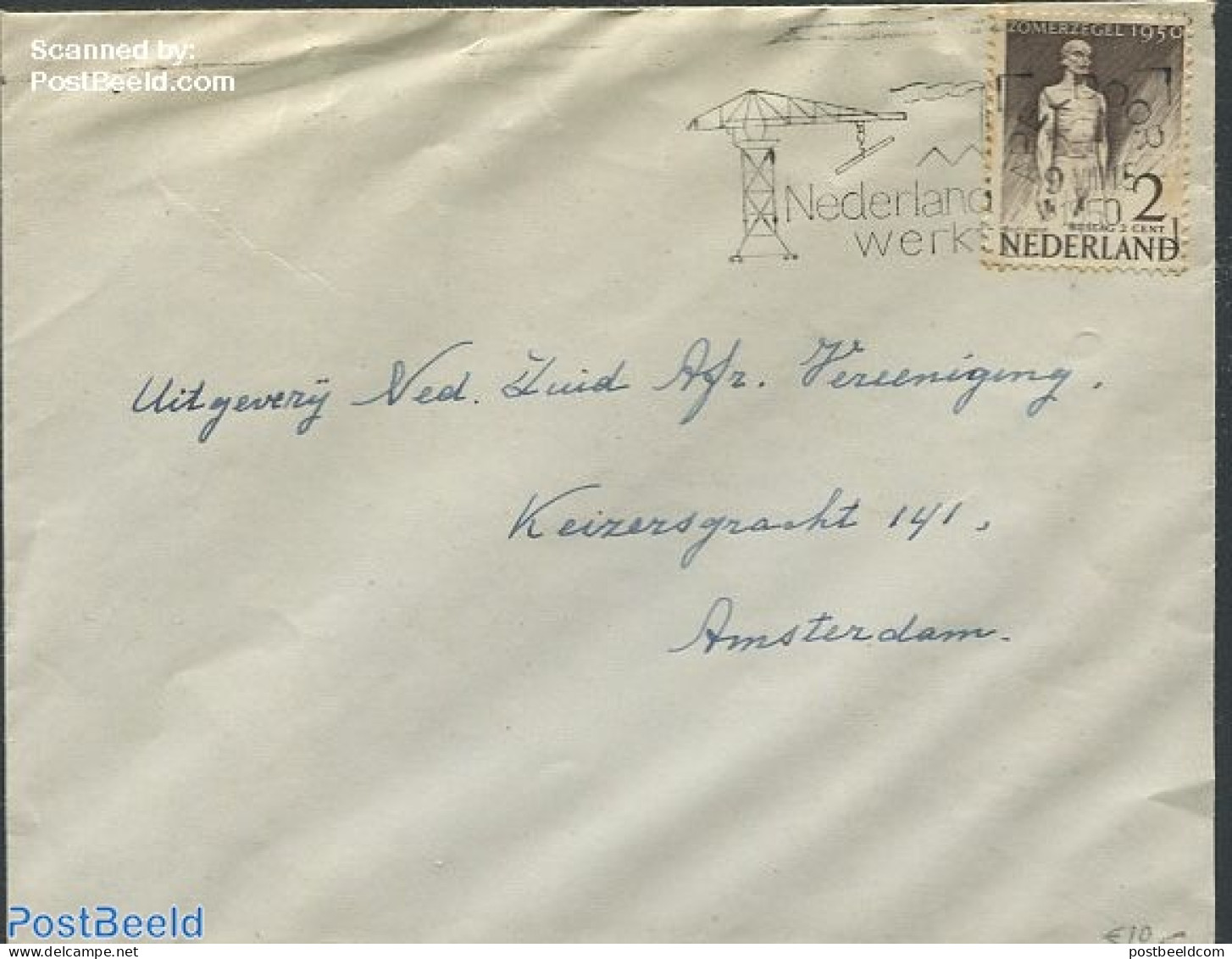 Netherlands 1950 2c Used, On Cover, Used Stamps, Various - Covers & Documents