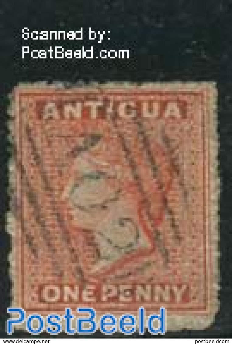Antigua & Barbuda 1863 1p Red, WM1, Used, Used - Antigua And Barbuda (1981-...)