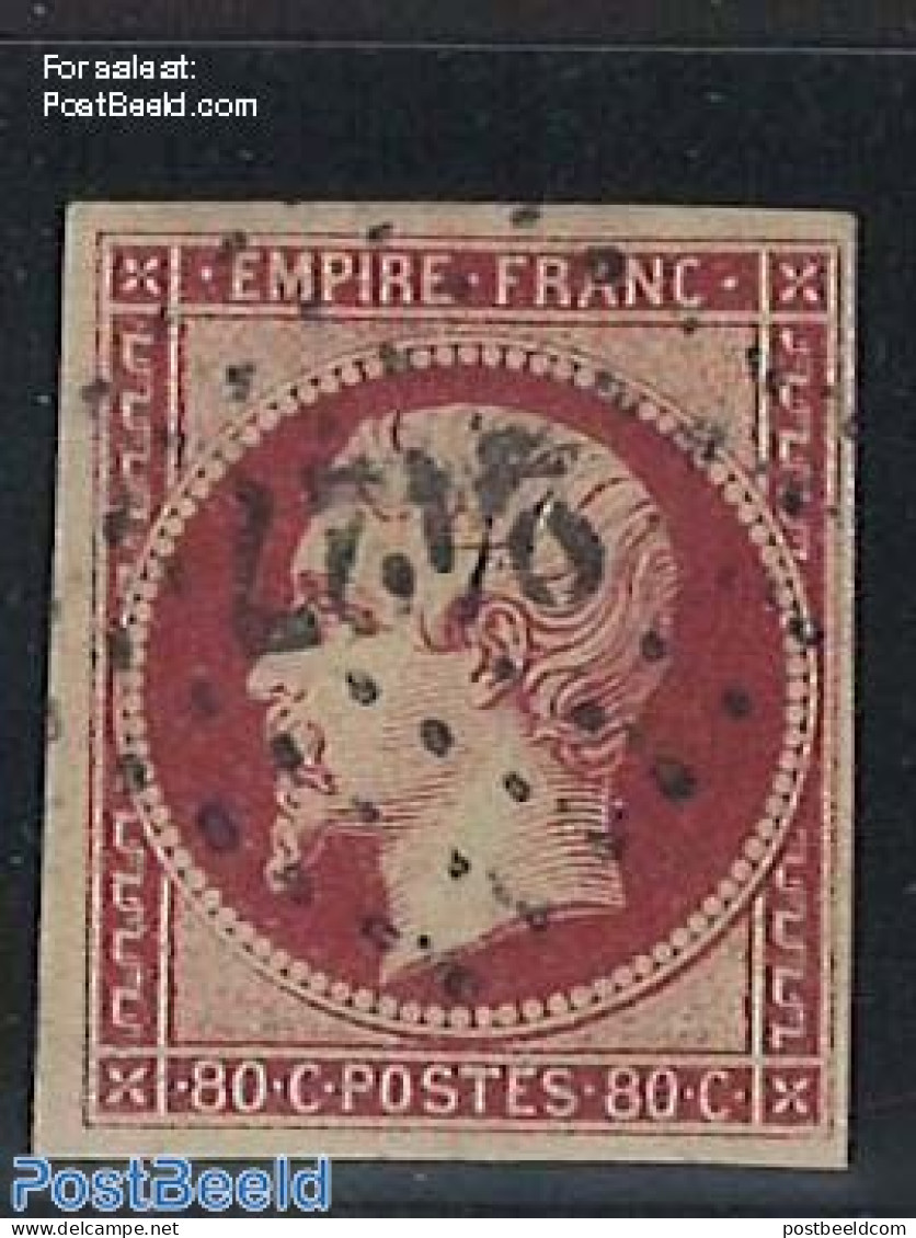 France 1853 80c Carmine, Used, Used - Used Stamps
