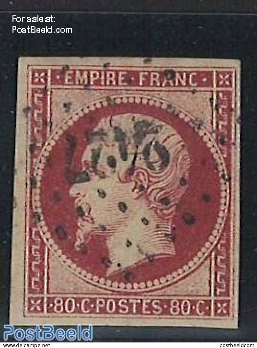 France 1853 80c Carmine, Used, Used - Oblitérés