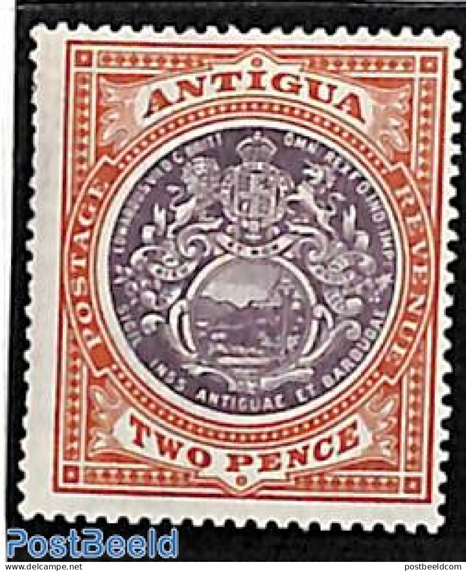 Antigua & Barbuda 1903 2p, WM CA Crown, Stamp Out Of Set, Unused (hinged) - Antigua And Barbuda (1981-...)