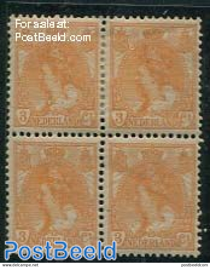 Netherlands 1899 3c Orange, Block Of 4 [+], Unused (hinged) - Unused Stamps
