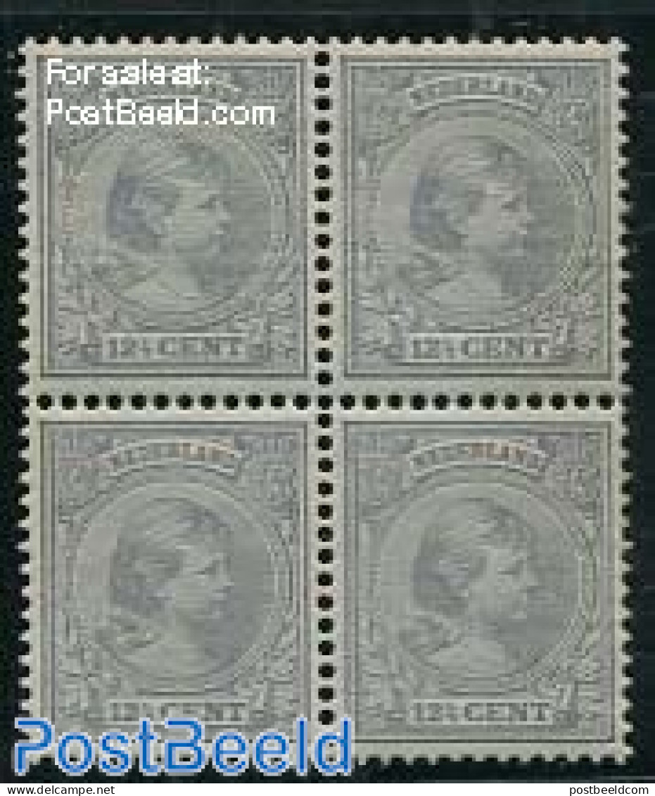 Netherlands 1891 12.5c Grey, Block Of 4 [+], Unused (hinged) - Ungebraucht