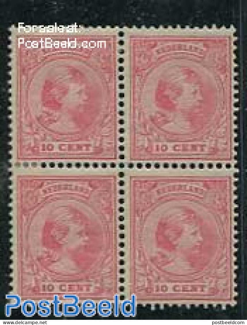 Netherlands 1891 10c Pink, Block Of 4 [+], Unused (hinged) - Unused Stamps