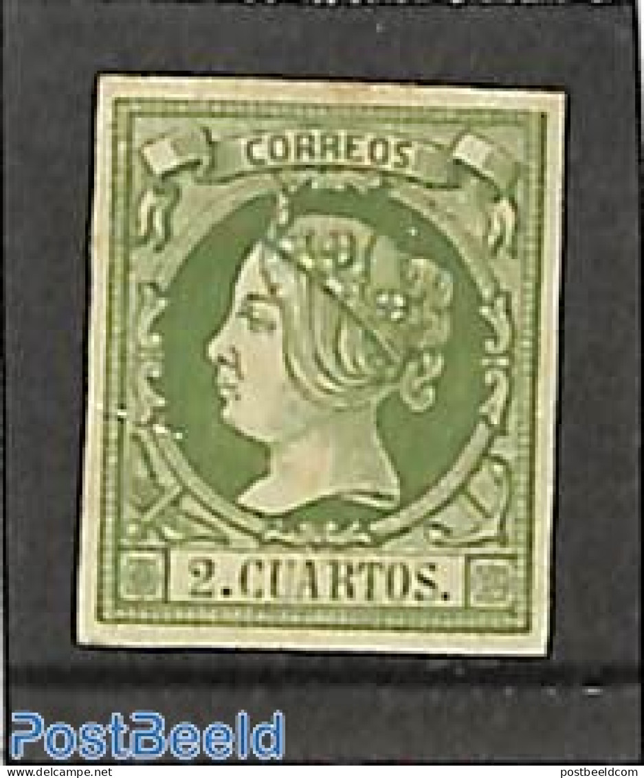 Spain 1860 2cs, Green, Stamp Out Of Set, Unused (hinged) - Ungebraucht