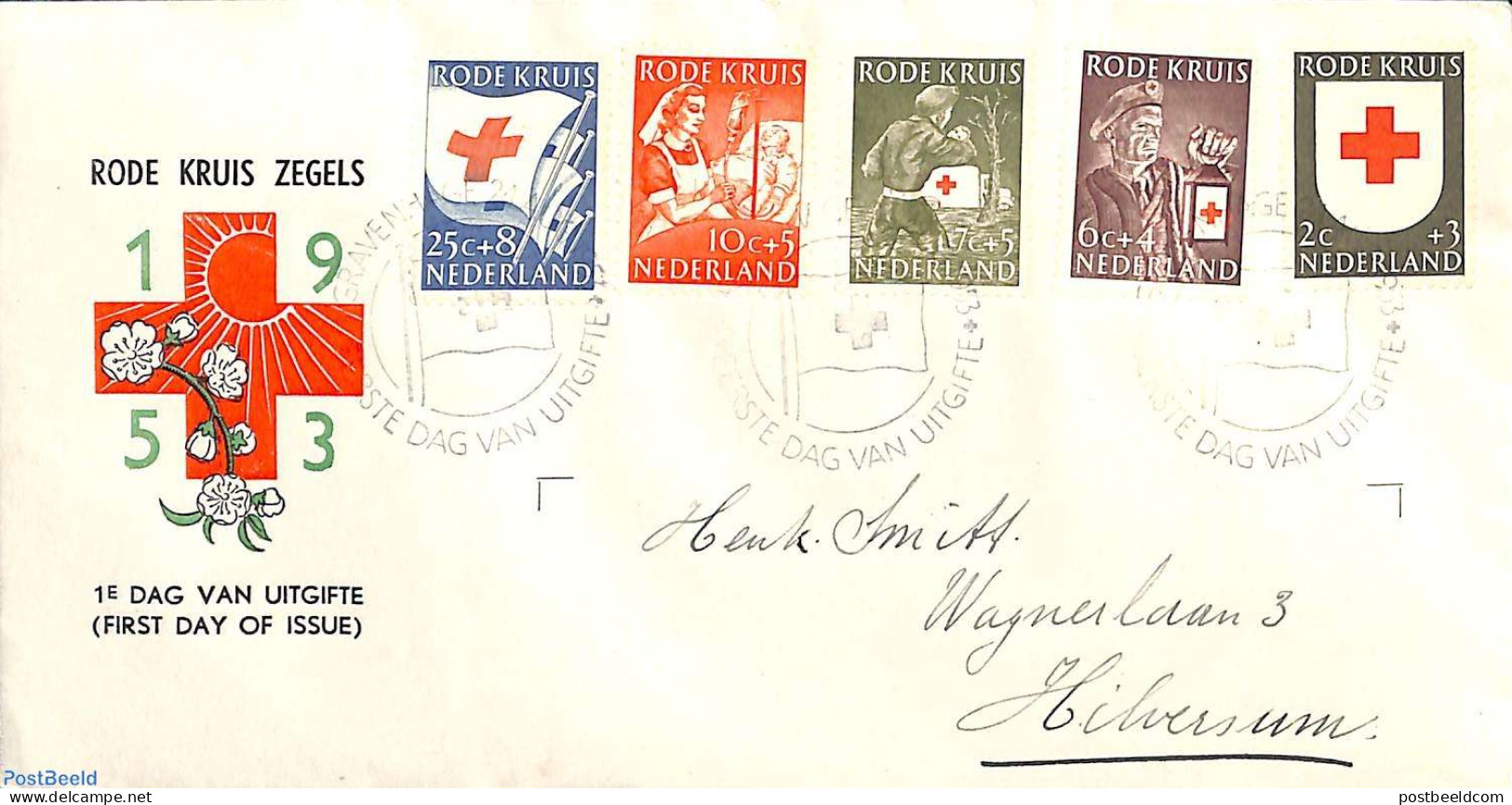 Netherlands 1953 Red Cross FDC, Closed Flap, Written Address, First Day Cover, Health - Red Cross - Lettres & Documents