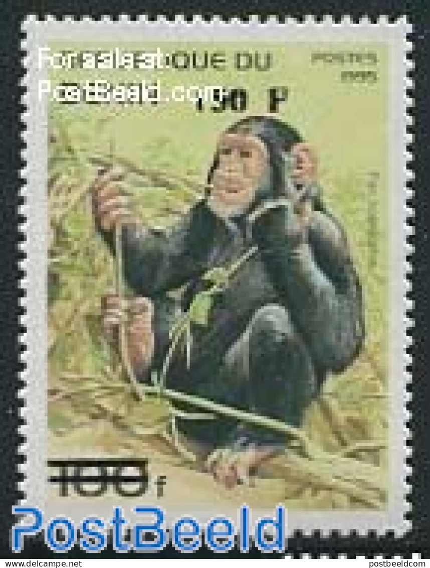 Benin 2000 150F On 100F  Overprint, Mint NH, Nature - Animals (others & Mixed) - Monkeys - Unused Stamps