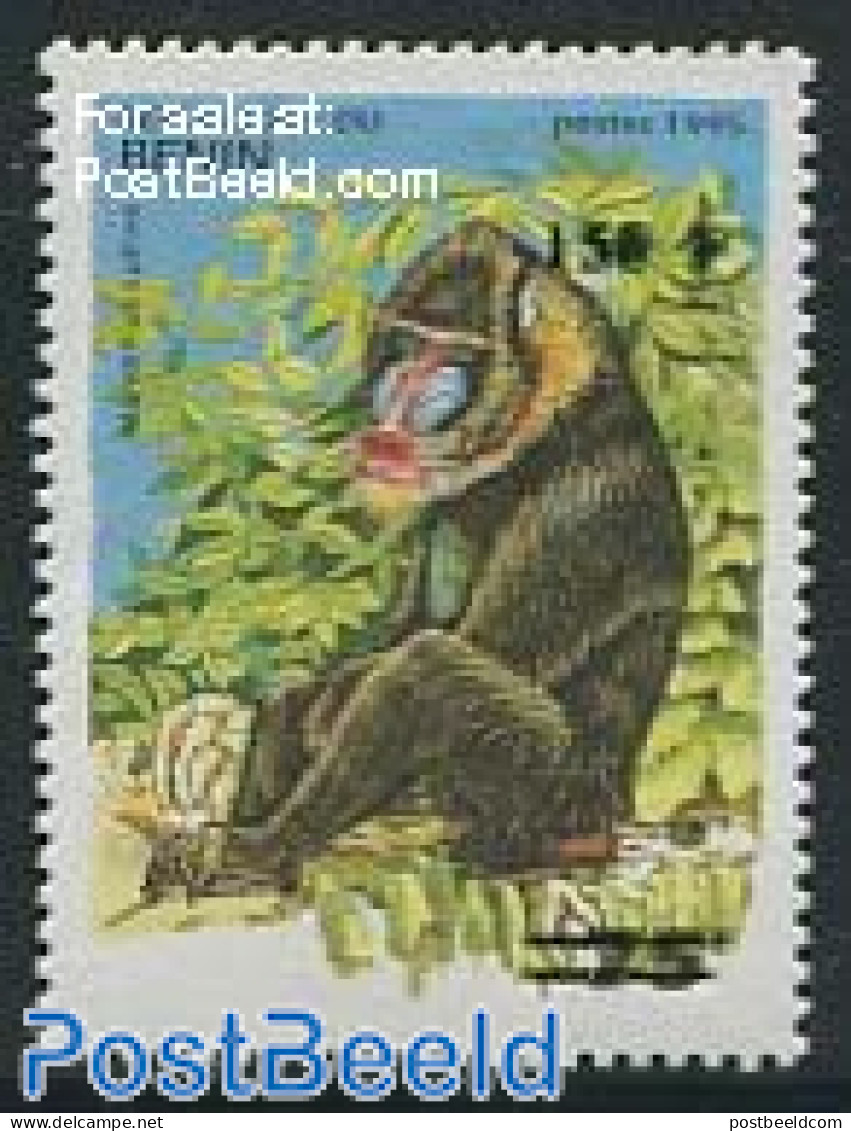 Benin 2000 150F On 75F  Overprint, Mint NH, Nature - Animals (others & Mixed) - Monkeys - Neufs