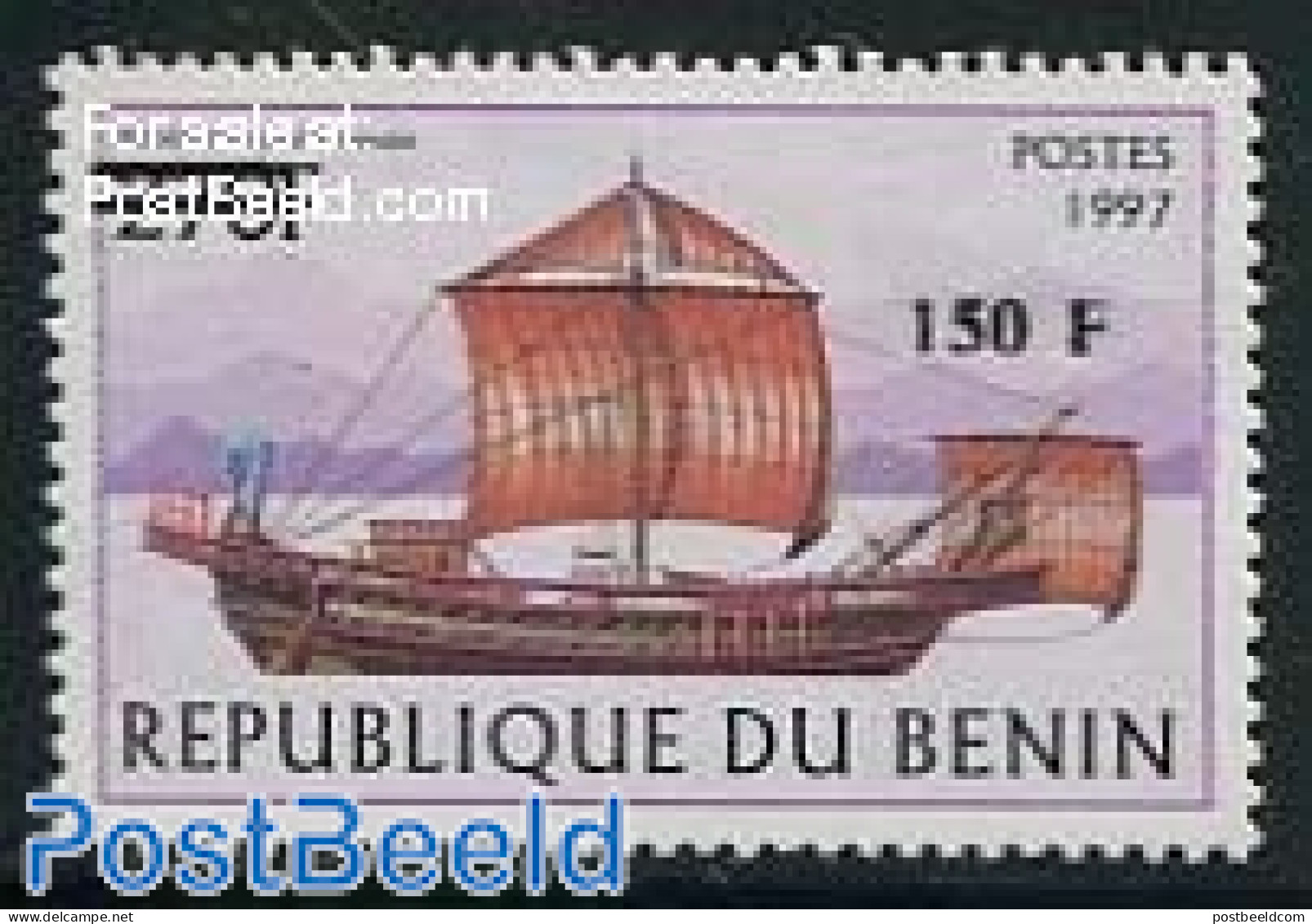 Benin 2000 150F On 270F  Overprint, Mint NH, Transport - Ships And Boats - Unused Stamps