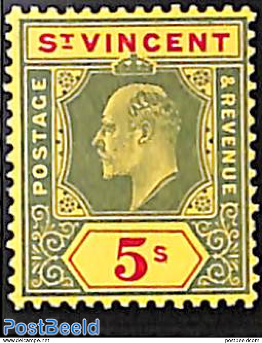 Saint Vincent 1904 5Sh, Stamp Out Of Set, Unused (hinged) - St.Vincent (1979-...)