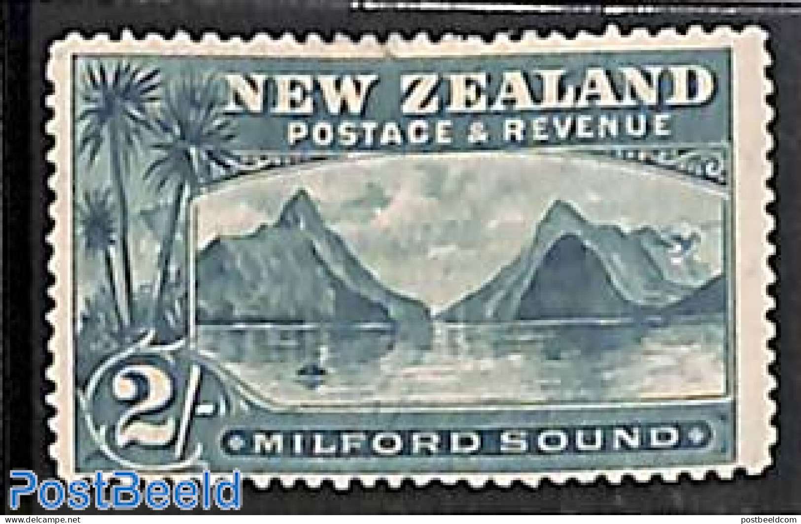 New Zealand 1898 2Sh, Milford Sound, Stamp Out Of Set, Unused (hinged), Sport - Mountains & Mountain Climbing - Ongebruikt