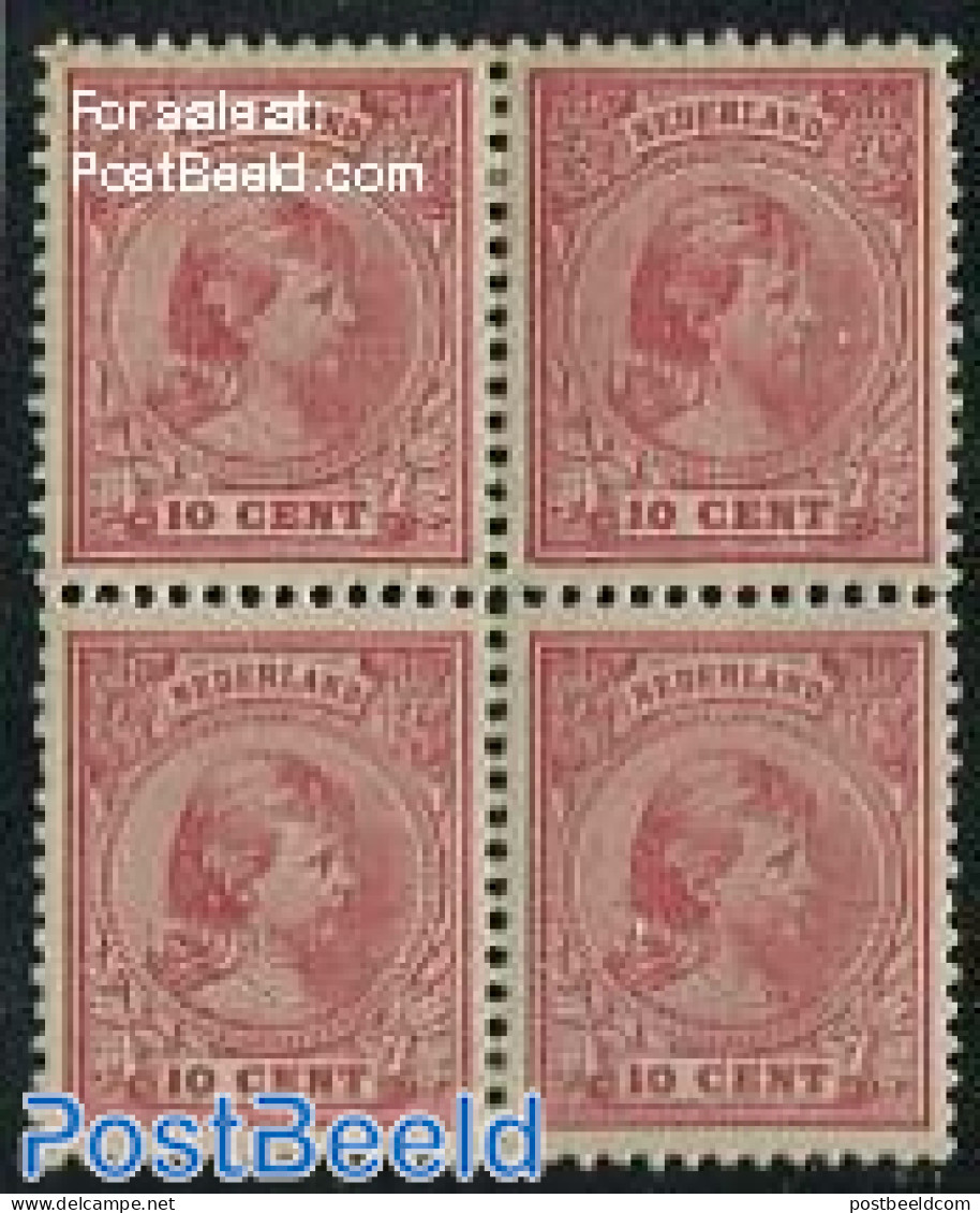 Netherlands 1891 10c Brickred, Block Of 4 [+], Unused (hinged) - Unused Stamps