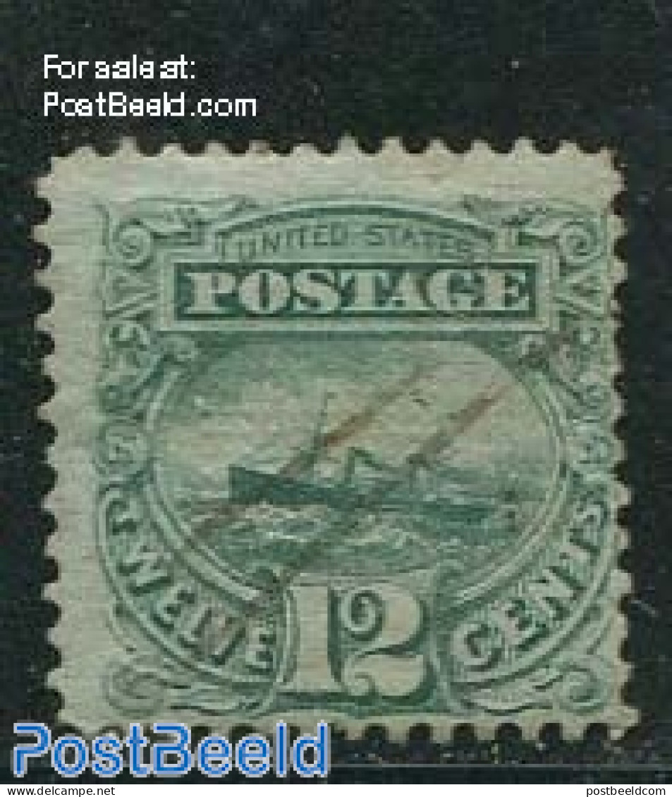 United States Of America 1869 12c Green, Ship, Used, Used Stamps, Transport - Ships And Boats - Oblitérés