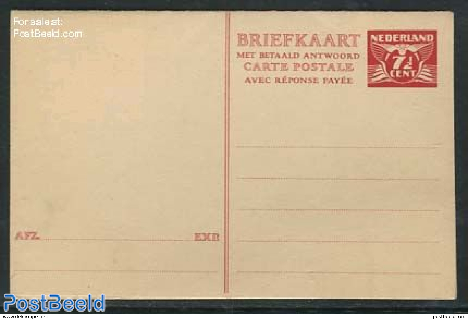 Netherlands 1941 Postcard With Answer 7.5c, Unused Postal Stationary - Covers & Documents