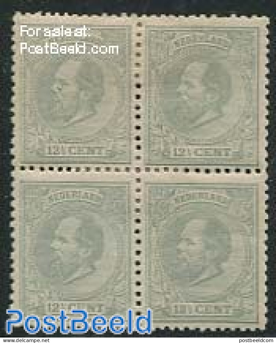 Netherlands 1872 12.5c Grey, Perf. 12.5:12, Block Of 4 [+], Unused (hinged) - Neufs