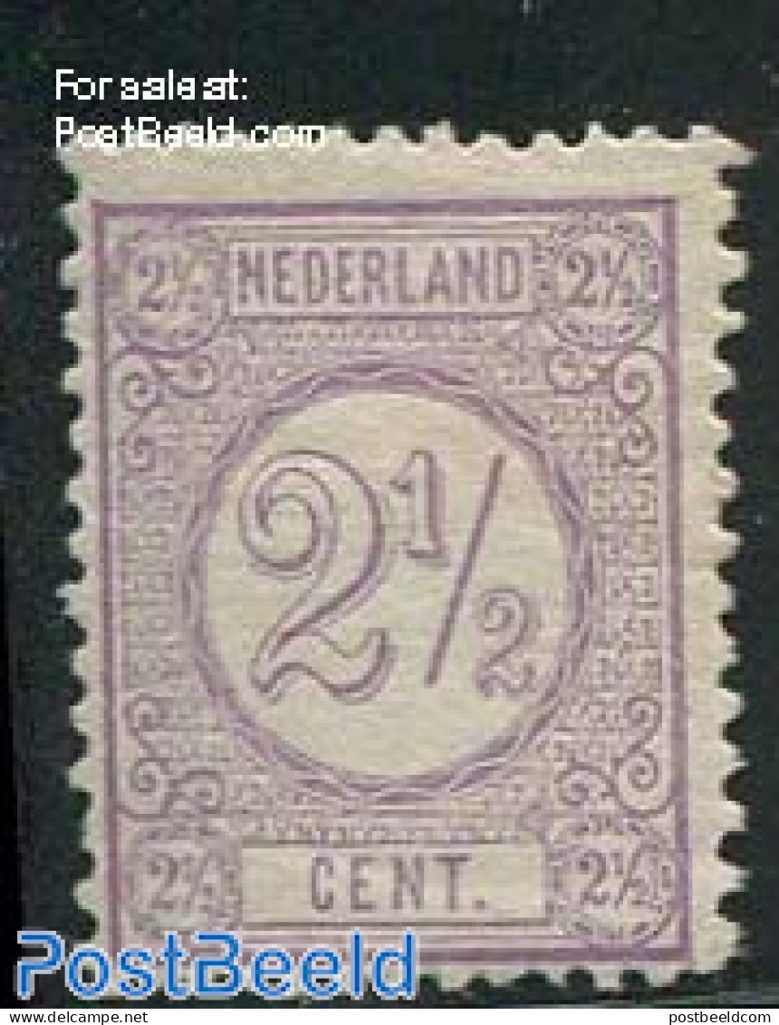 Netherlands 1876 2.5c Lilac, Perf. 12.5:12, Large Holes, MNH, Mint NH - Unused Stamps