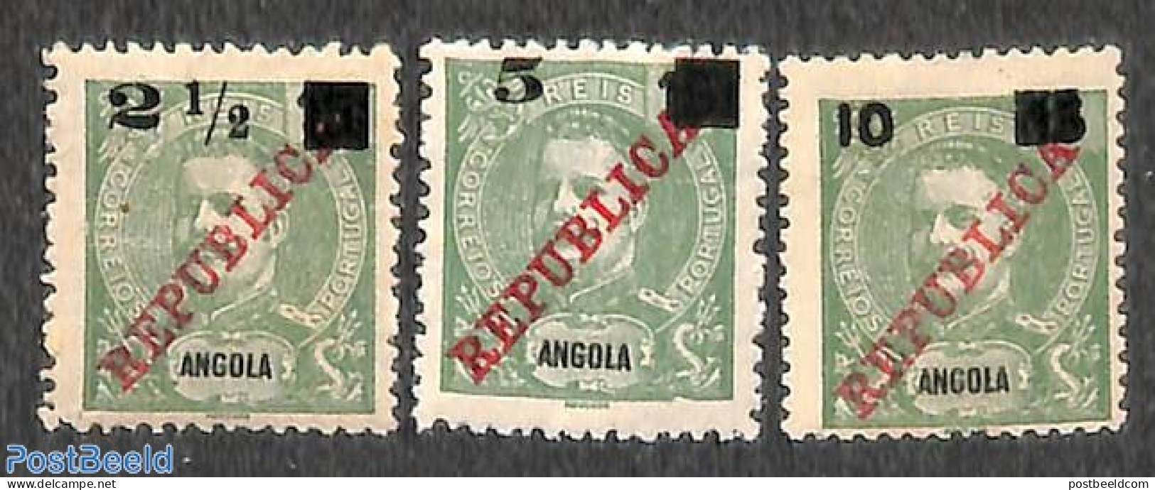 Angola 1912 Overprints 3v, Unused (hinged) - Angola