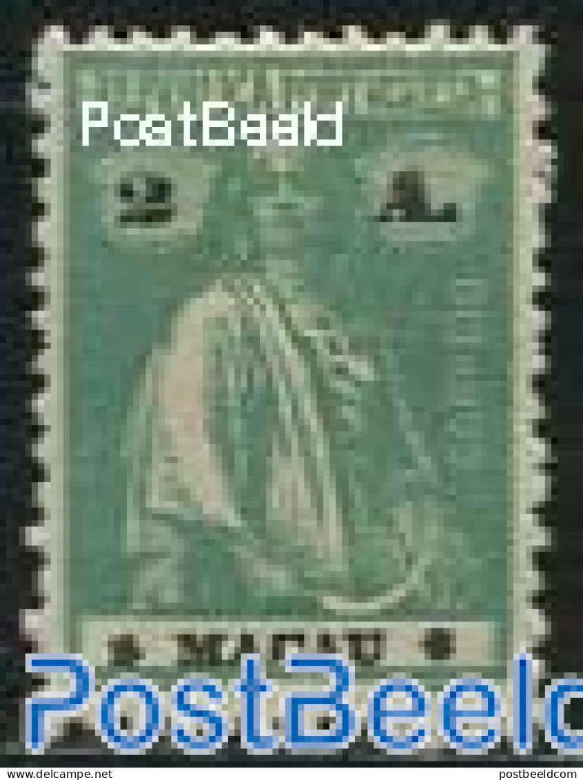 Macao 1913 2A, Normal Paper, Perf. 12:11.5, Bluegreen, Unused (hinged) - Unused Stamps