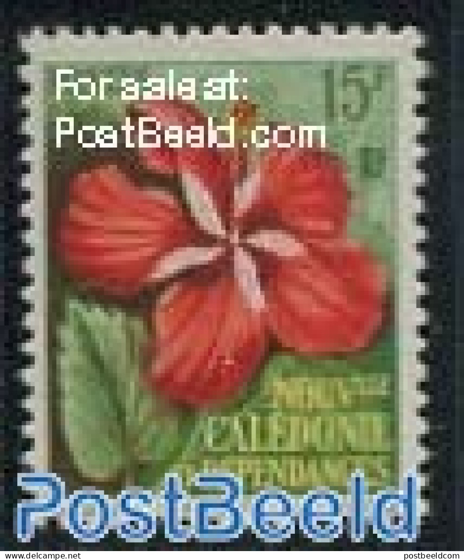 New Caledonia 1958 15F, Stamp Out Of Set, Mint NH, Nature - Flowers & Plants - Ungebraucht