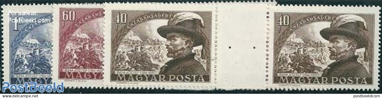 Hungary 1950 Joszef Bem 3v, Gutter Pairs, Mint NH - Unused Stamps