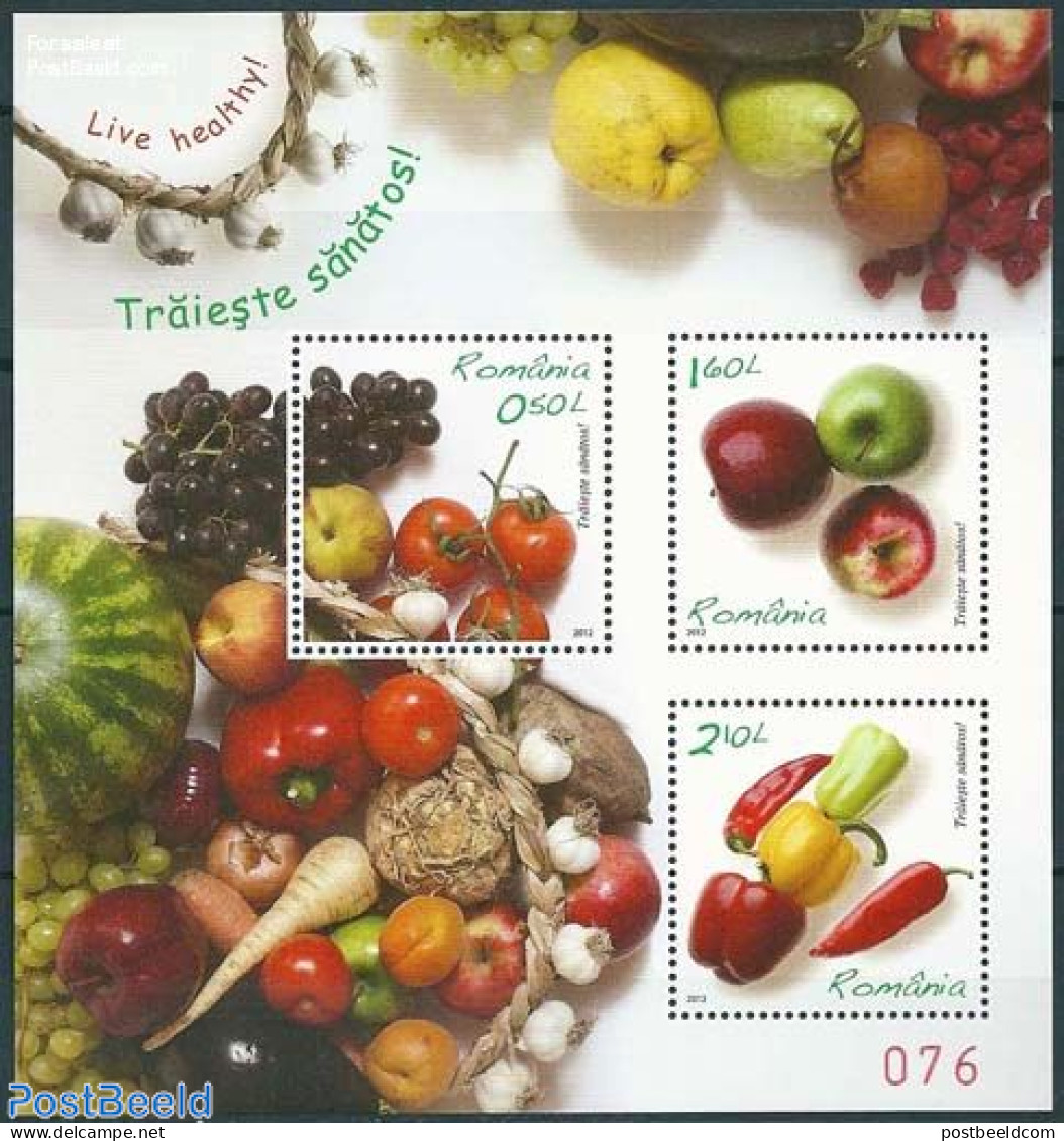 Romania 2012 Fruit & Vegetables Special S/s, Mint NH, Health - Food & Drink - Unused Stamps