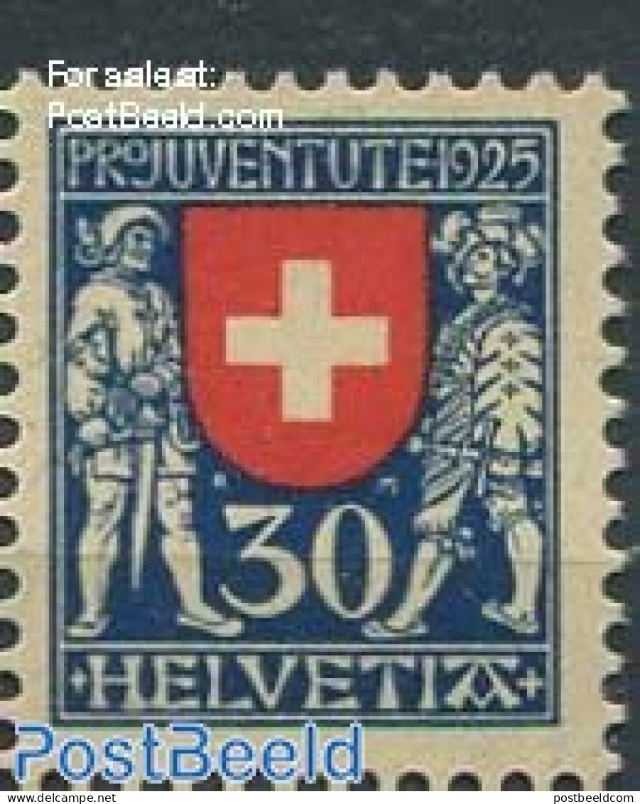 Switzerland 1925 30+10c, Plate Flaw, H & E Almost Connected, Mint NH, History - Various - Coat Of Arms - Errors, Mispr.. - Unused Stamps