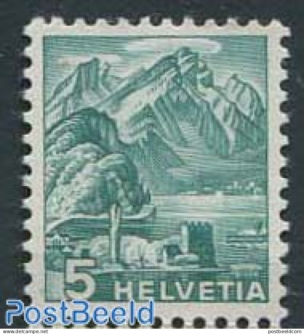 Switzerland 1936 5c, Double Embossed Upper Border, Background, Mint NH - Unused Stamps