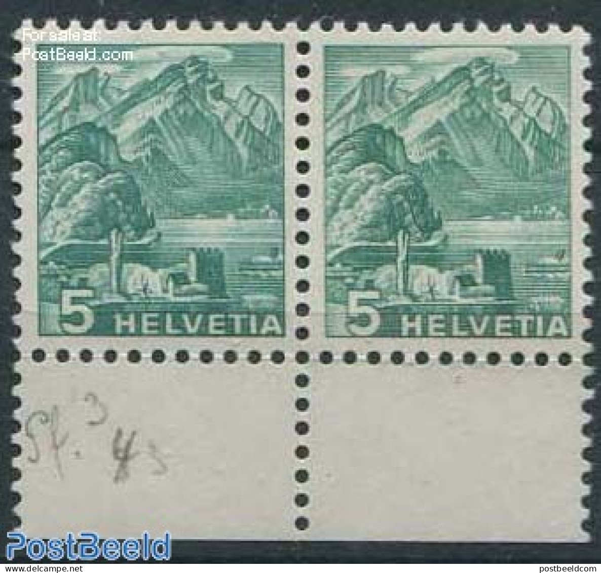 Switzerland 1936 5c Double Embossed, Mint NH, Various - Errors, Misprints, Plate Flaws - Ongebruikt