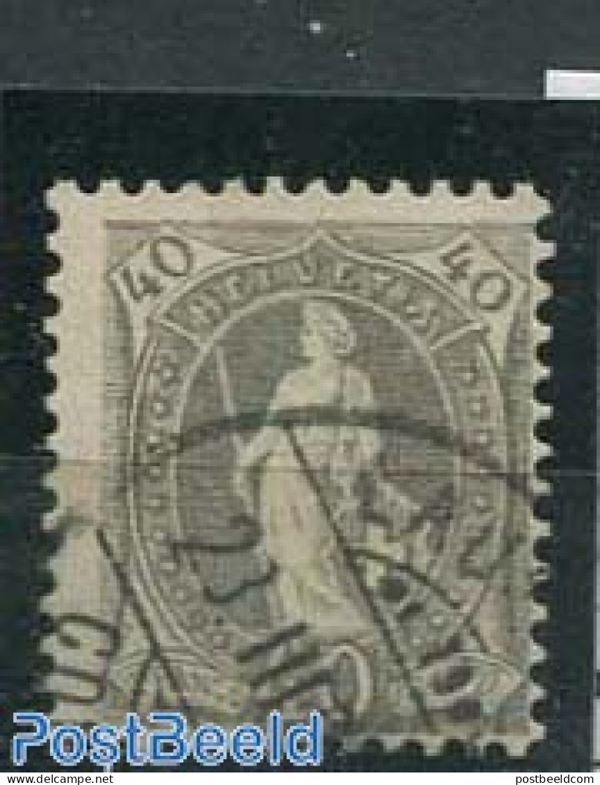 Switzerland 1882 40c, Turkish-grey, Contr. 1Y, Perf. 11.75:12.25, Used Stamps - Oblitérés
