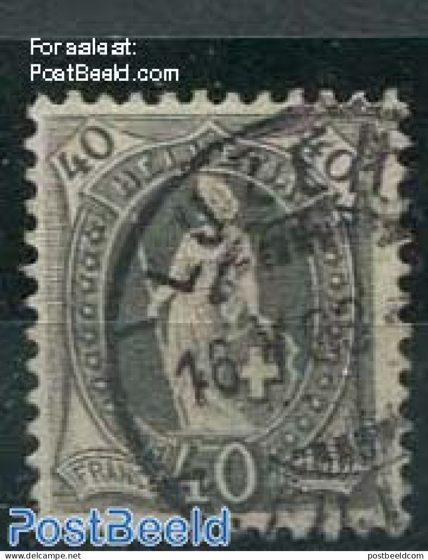 Switzerland 1882 40c Dark Blue-grey, Contr. 1X, Perf. 11.75, Used Stamps - Gebraucht