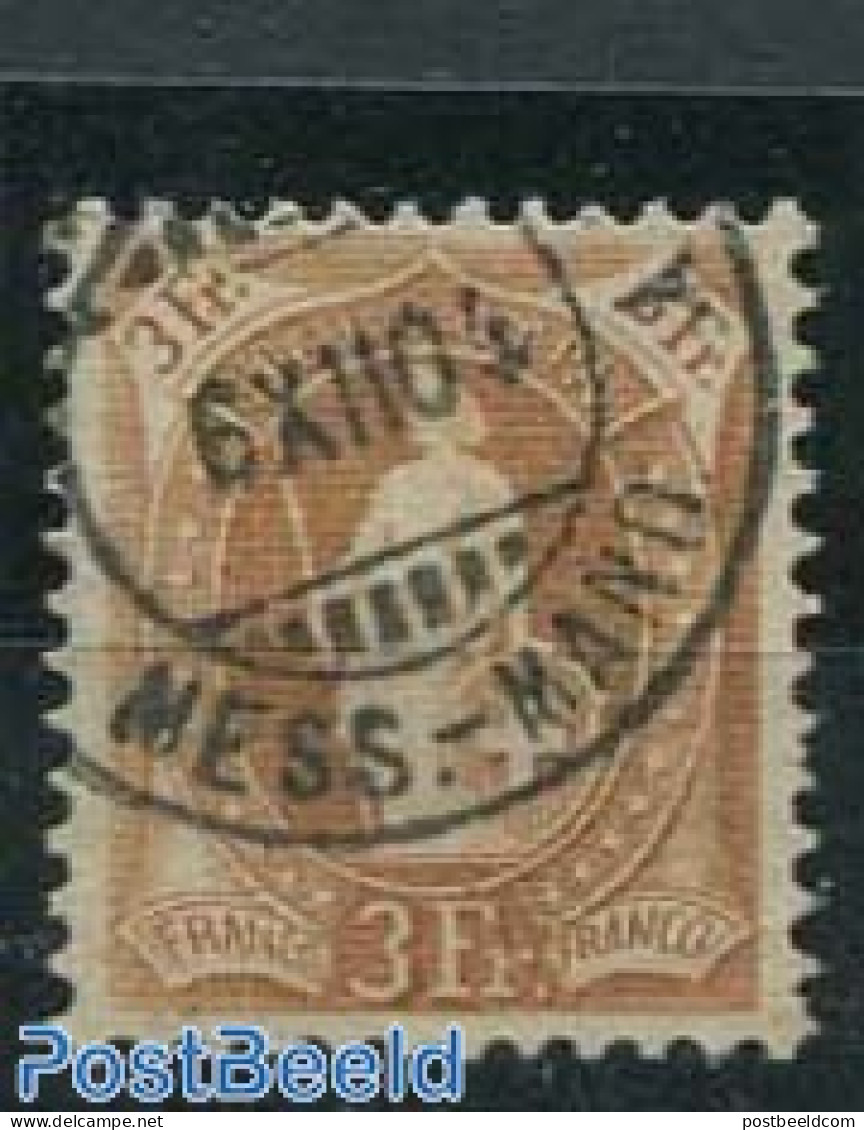 Switzerland 1882 3Fr, Brown-ochre, Blurred Print 1Y, P. 11.75:12.25, Used Stamps - Gebraucht