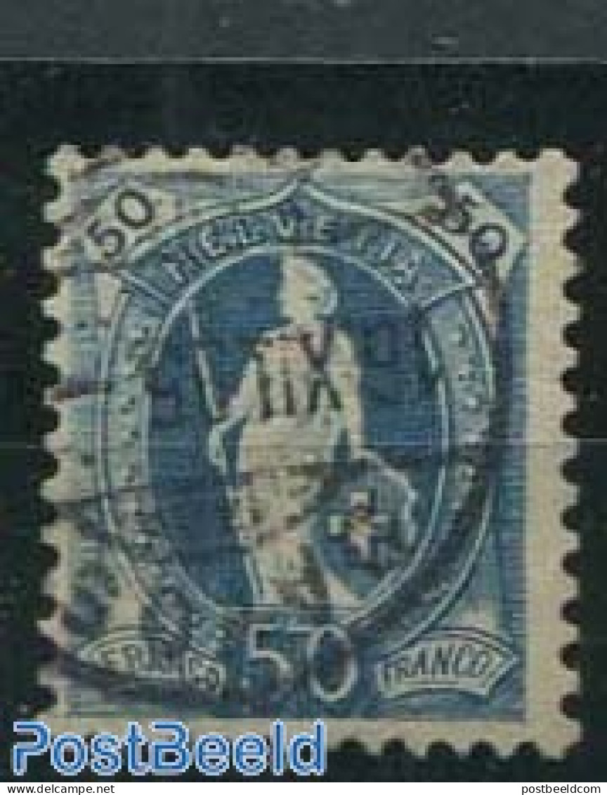 Switzerland 1882 50c, Blue, Perf. 11.75:11.25, Used Stamps - Used Stamps