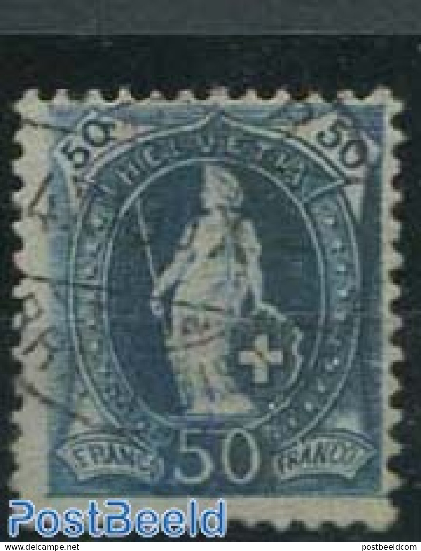 Switzerland 1882 50c, Dark Grey-ultramarine, Contr 1X, Perf. 11.75, Used Stamps - Used Stamps