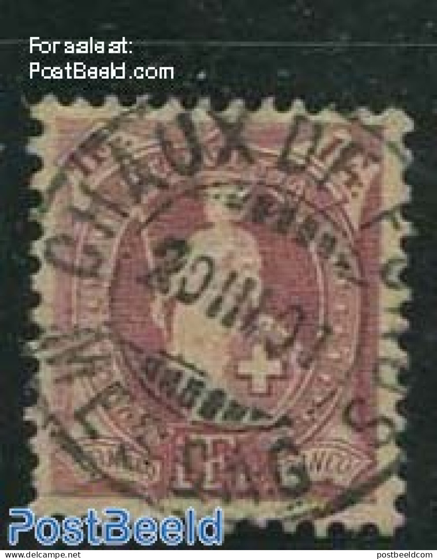 Switzerland 1882 1Fr, Brown-purple Fine Print (1901). P.11.75:11.25, Used Stamps - Gebraucht