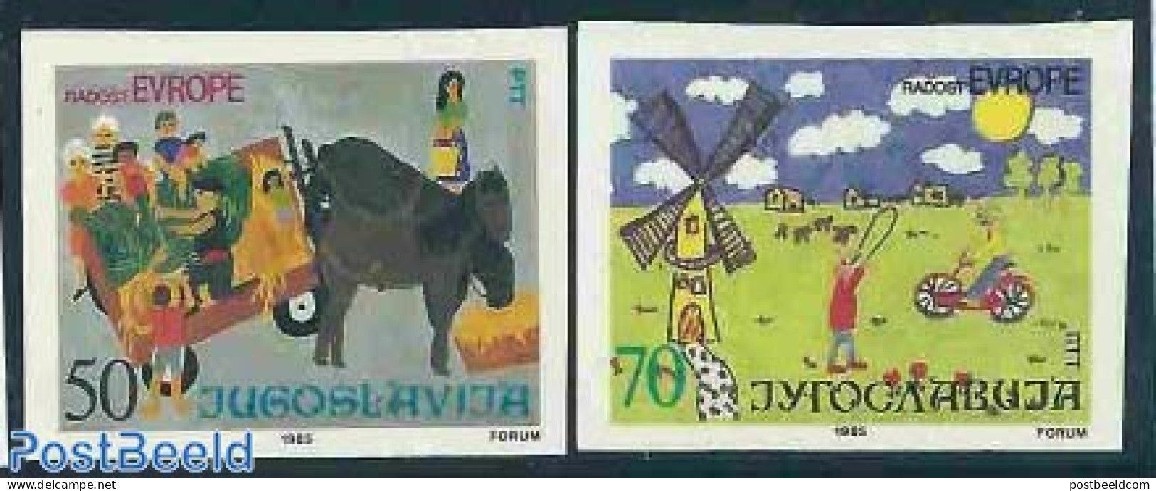 Yugoslavia 1985 European Childrens Meeting 2v IMPERFORATED, Mint NH, History - Various - Europa Hang-on Issues - Mills.. - Neufs