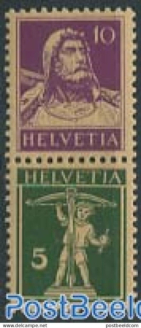 Switzerland 1930 10+5c Vertical Pair, Mint NH - Ongebruikt