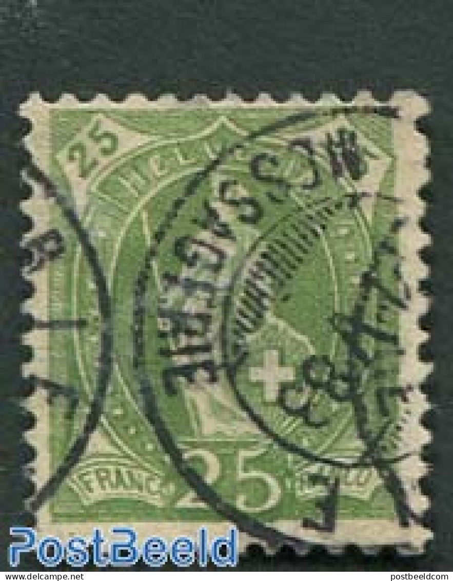 Switzerland 1882 25c Dark Olive-green, Contr. 1X, Perf 11.75, Used Stamps - Oblitérés