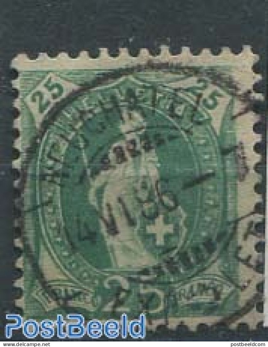 Switzerland 1882 25c, Blue-green, Contr 1X, Perf. 11.75, Used Stamps - Gebraucht