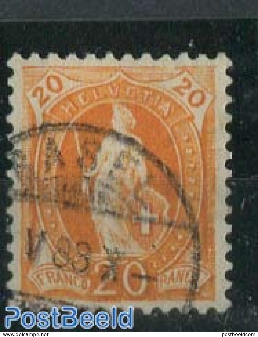 Switzerland 1882 20c, Dark Yellow-orange, Contr. 1X, Perf. 11.75, Used Stamps - Gebraucht