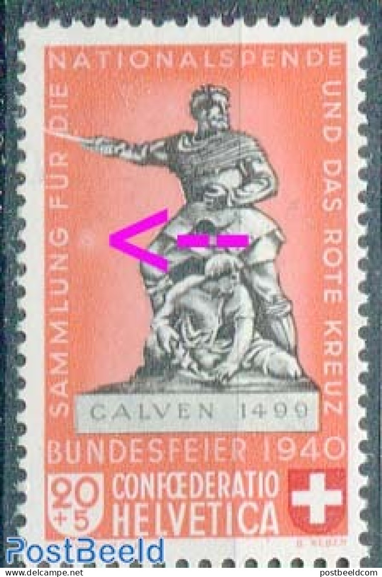Switzerland 1940 20+5c, Plate Flaw, Bright Spot, Mint NH - Unused Stamps