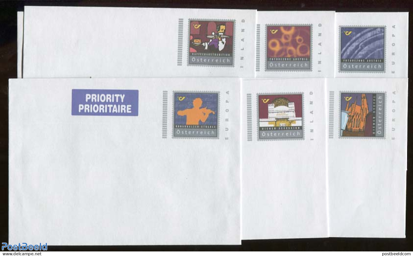 Austria 2001 Envelope Set (6 Covers), Unused Postal Stationary - Covers & Documents