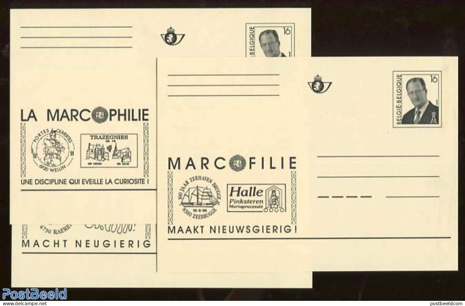 Belgium 1996 Postcard Set Markophilie (3 Cards), Unused Postal Stationary - Covers & Documents