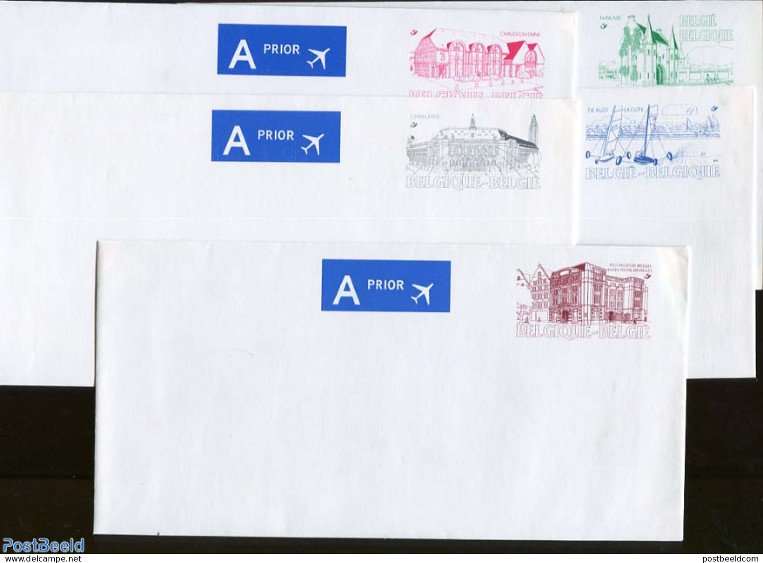 Belgium 1998 Envelope Set, Tourism (5 Covers), Unused Postal Stationary, Various - Tourism - Art - Architecture - Covers & Documents